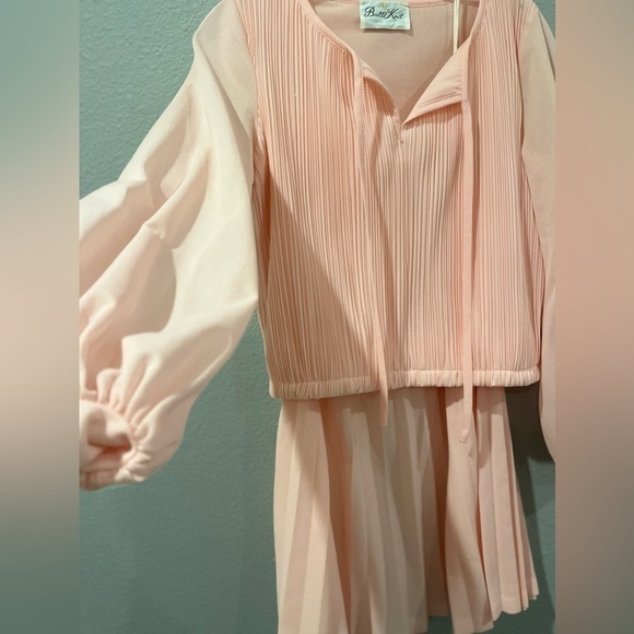 VINTAGE Butte Knit 2-piece matching SET sz XS/S SILK SKIRT PLEATED SCHOOLGIRL - Picture 11 of 13